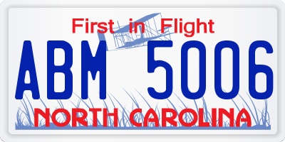 NC license plate ABM5006