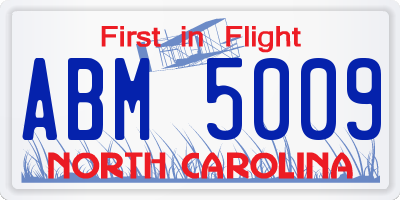 NC license plate ABM5009