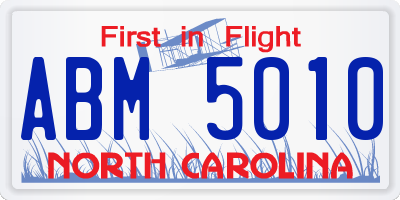 NC license plate ABM5010