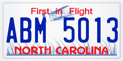 NC license plate ABM5013