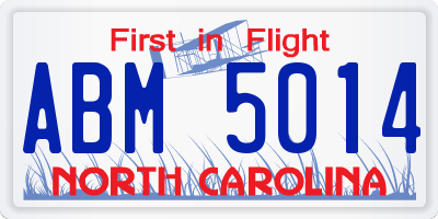 NC license plate ABM5014