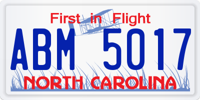 NC license plate ABM5017