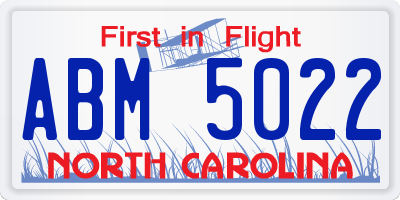NC license plate ABM5022