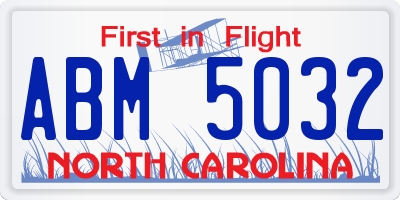 NC license plate ABM5032