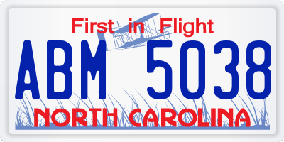 NC license plate ABM5038