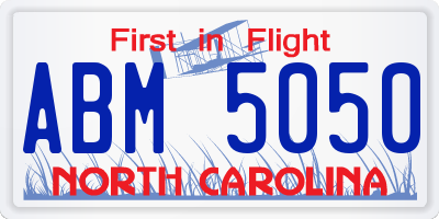 NC license plate ABM5050