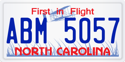 NC license plate ABM5057