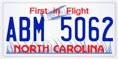 NC license plate ABM5062