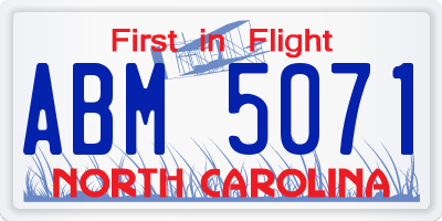 NC license plate ABM5071