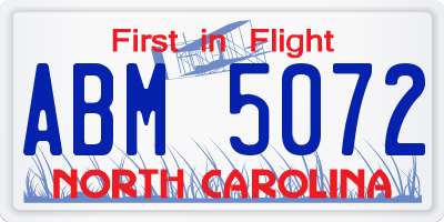 NC license plate ABM5072