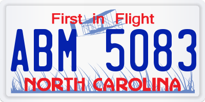NC license plate ABM5083