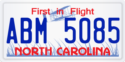 NC license plate ABM5085