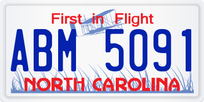 NC license plate ABM5091
