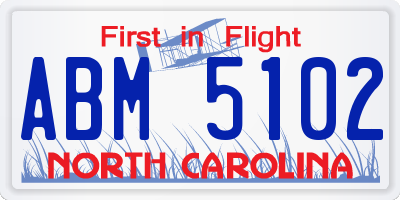 NC license plate ABM5102