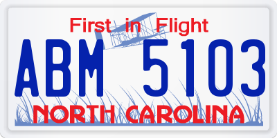NC license plate ABM5103