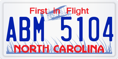 NC license plate ABM5104