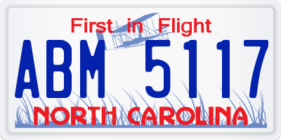 NC license plate ABM5117