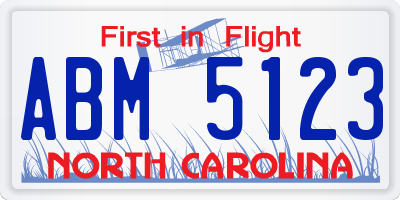 NC license plate ABM5123