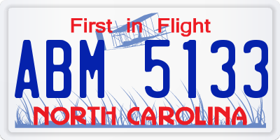 NC license plate ABM5133