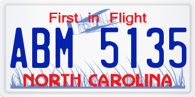 NC license plate ABM5135
