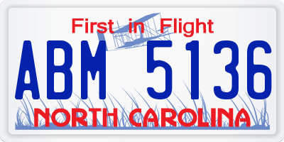 NC license plate ABM5136