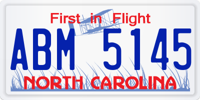 NC license plate ABM5145