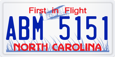 NC license plate ABM5151