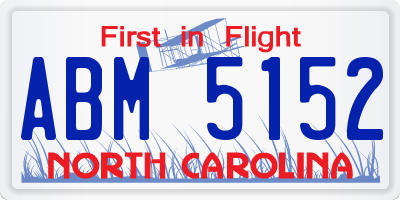 NC license plate ABM5152