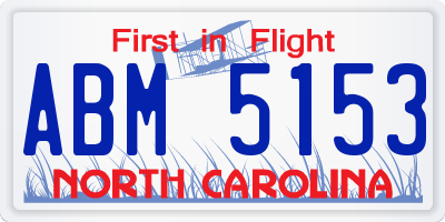 NC license plate ABM5153