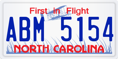 NC license plate ABM5154