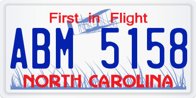 NC license plate ABM5158