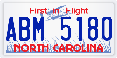 NC license plate ABM5180