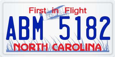 NC license plate ABM5182