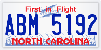 NC license plate ABM5192