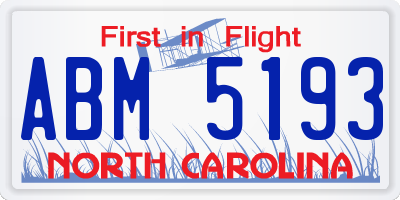 NC license plate ABM5193