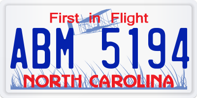 NC license plate ABM5194