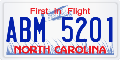 NC license plate ABM5201