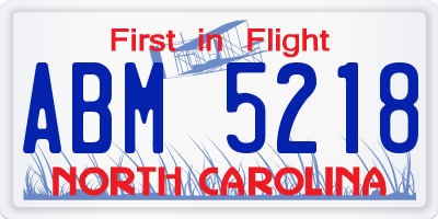 NC license plate ABM5218