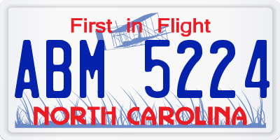 NC license plate ABM5224