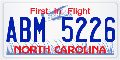 NC license plate ABM5226
