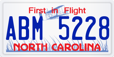 NC license plate ABM5228
