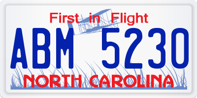 NC license plate ABM5230