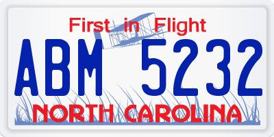 NC license plate ABM5232