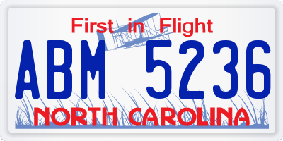 NC license plate ABM5236
