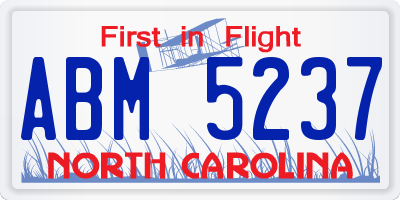 NC license plate ABM5237