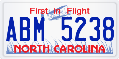 NC license plate ABM5238