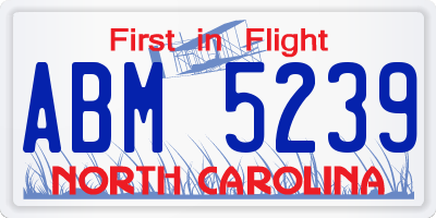 NC license plate ABM5239