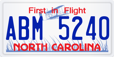 NC license plate ABM5240