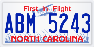 NC license plate ABM5243