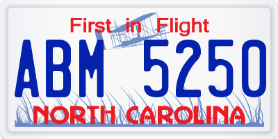 NC license plate ABM5250